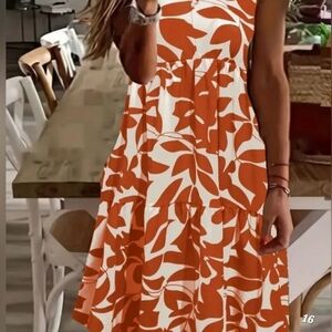 Floral Print Notched Neck Dress, Casual Sleeveless Tank Dress.